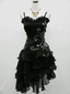 Vintage Black Straps Beaded Prom Dress Ruffled Homecoming Dresses