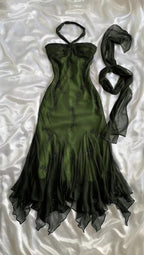 Vintage Blue Chiffon Long Prom Dress Elegant Beaded Prom Dresses