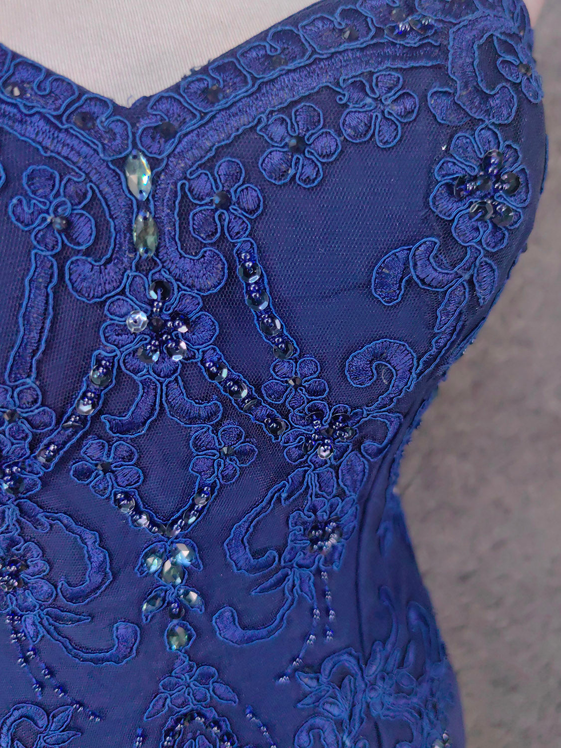 Vintage Blue Sweetheart Neck Embroidered Chiffon Long Prom Dresses Evening Dresses