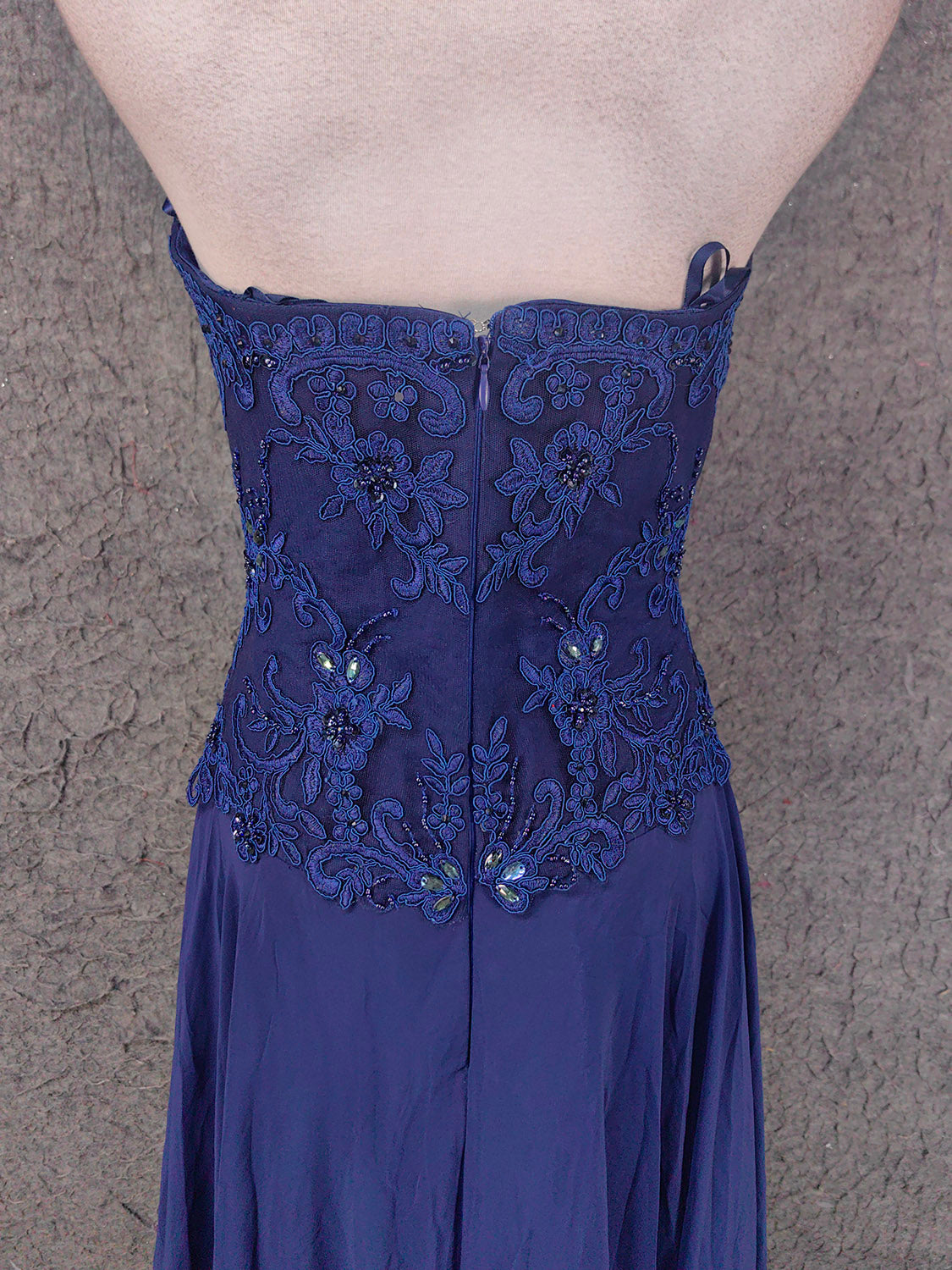 Vintage Blue Sweetheart Neck Embroidered Chiffon Long Prom Dresses Evening Dresses