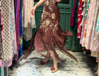 Vintage Brown Irregular Strap Beaded Sequined Prom Dresses Evening Dresses