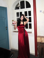 Vintage Burgundy A-Line Strapless Satin Long Prom Dresses Evening Dresses