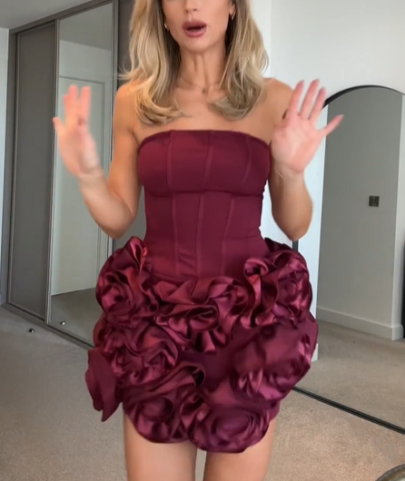 Vintage Burgundy Satin Pleated Mini Homecoming Dress Cocktail Dresses Secondary image