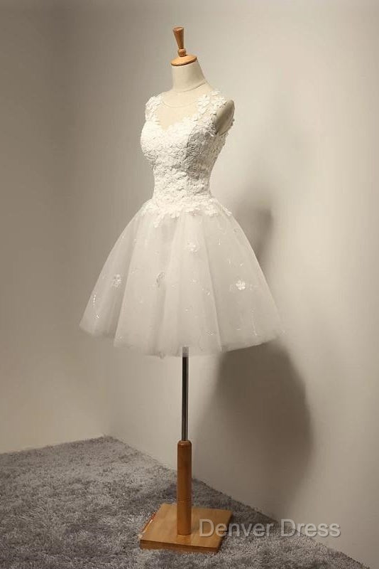 Vintage Cap Sleeves Short Tulle Lace Appliques Wedding Dresses Secondary image