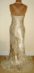 Vintage Champagne Floral Prom Dresses Mermaid Birthday Outfits