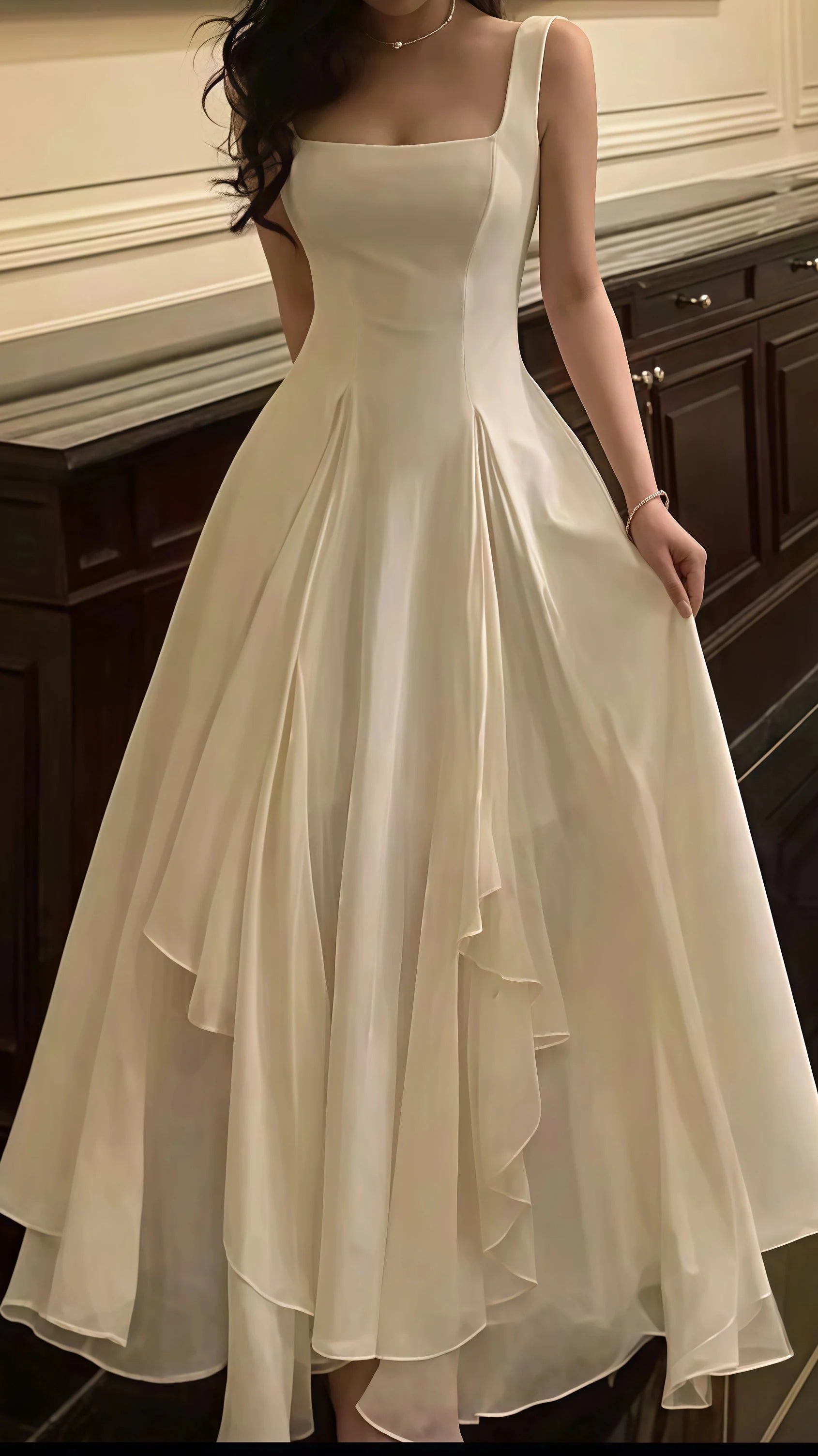 Vintage & Classic Ivory Chiffon Prom Dresses Main image