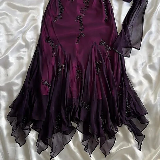 Vintage Dark Purple Halter-Neck Beaded Ruffled Charming Prom Dress Prom Dress