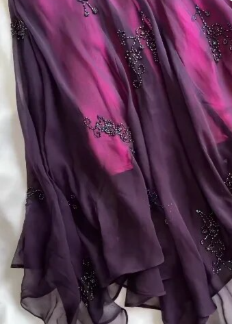 Vintage Dark Purple Halter-Neck Beaded Ruffled Charming Prom Dress Prom Dress