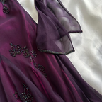 Vintage Dark Purple Halter-Neck Beaded Ruffled Charming Prom Dress Prom Dress
