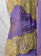 Vintage Deep Purple Gold Lace Thin Strap V-Neck Chiffon Long Prom Dresses Evening Dresses