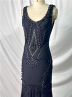 Vintage Elegant Black Mermaid Asymmetrical Hem Beaded Chiffon Long Prom Dresses Evening Dresses