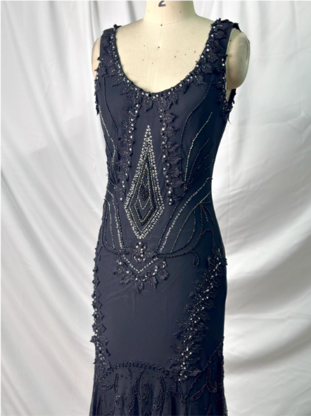 Vintage Elegant Black Mermaid Asymmetrical Hem Beaded Chiffon Long Prom Dresses Evening Dresses