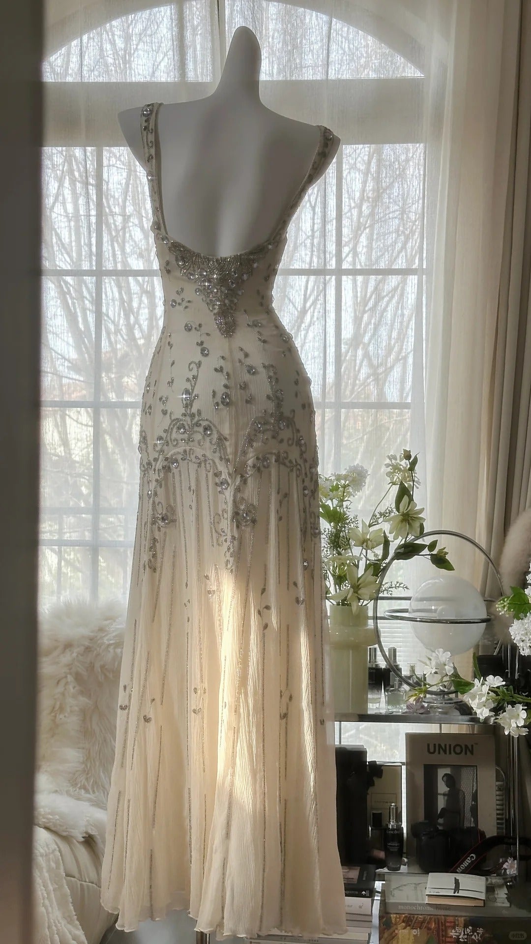 Vintage Prom Dresses, Light Champagne Long Sleeveless Prom Gown Secondary image