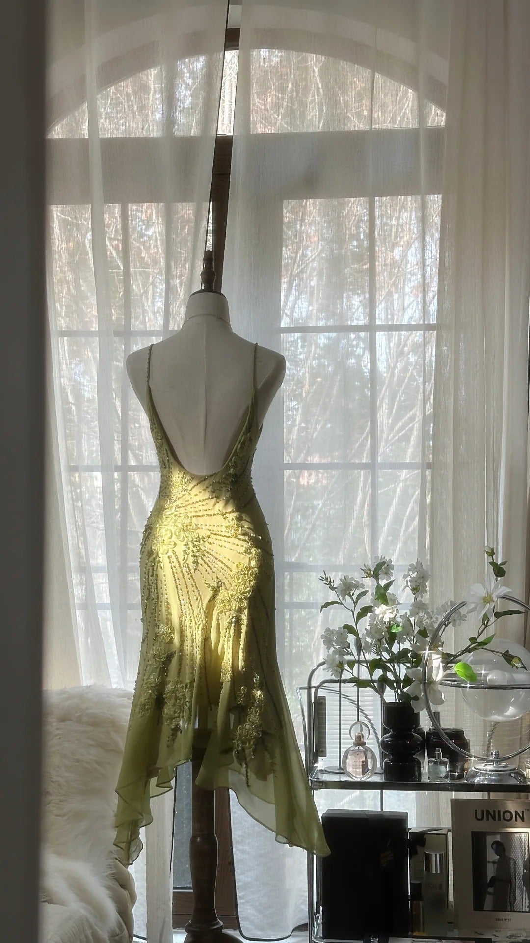 Vintage Prom Dresses, Sleeveless Green Prom Gown
