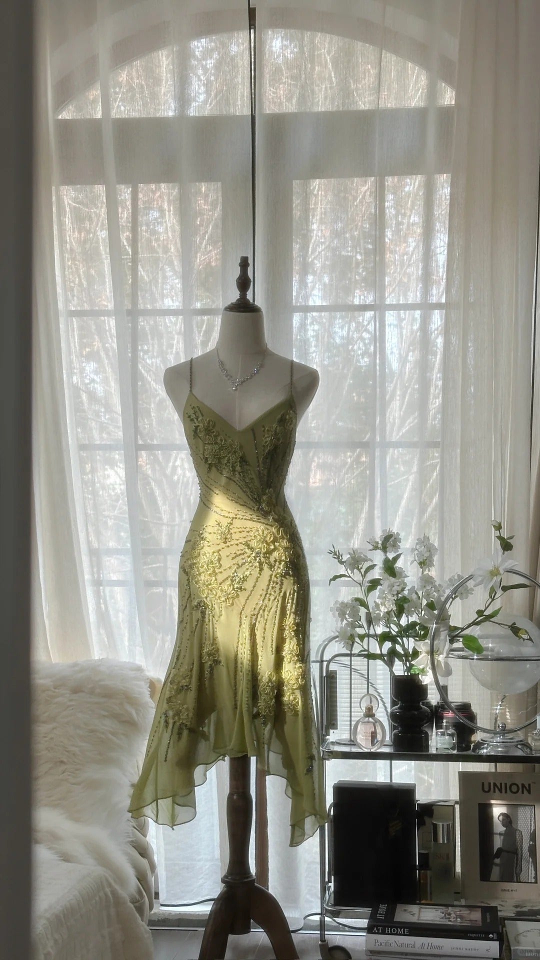 Vintage Prom Dresses, Sleeveless Green Prom Gown