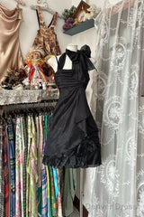 Vintage Fashion A Line Black Short Length Homecoing Birthday Dress Prom Dresses