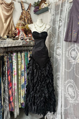 Vintage Fashion Mermaid Sweetheart Black Floor Length Evening Dress Prom Dresses