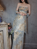 Vintage Fitted Spaghetti Strap Sequined Long Prom Dresses Evening Dresses