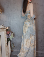 Vintage Fitted Spaghetti Strap Sequined Long Prom Dresses Evening Dresses