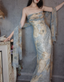 Vintage Fitted Spaghetti Strap Sequined Long Prom Dresses Evening Dresses