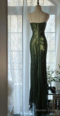 Vintage Forest Green Prom Dress For Party&Quinceanera-Elegant Spaghetti Straps Glitter Beaded Evening Gown