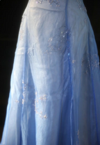 Vintage Gradient Light Blue A-Line Spaghetti Strap Beaded Tulle Long Prom Dresses Evening Dresses