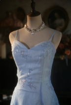 Vintage Gradient Light Blue A-Line Spaghetti Strap Beaded Tulle Long Prom Dresses Evening Dresses