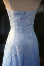 Vintage Gradient Light Blue A-Line Spaghetti Strap Beaded Tulle Long Prom Dresses Evening Dresses