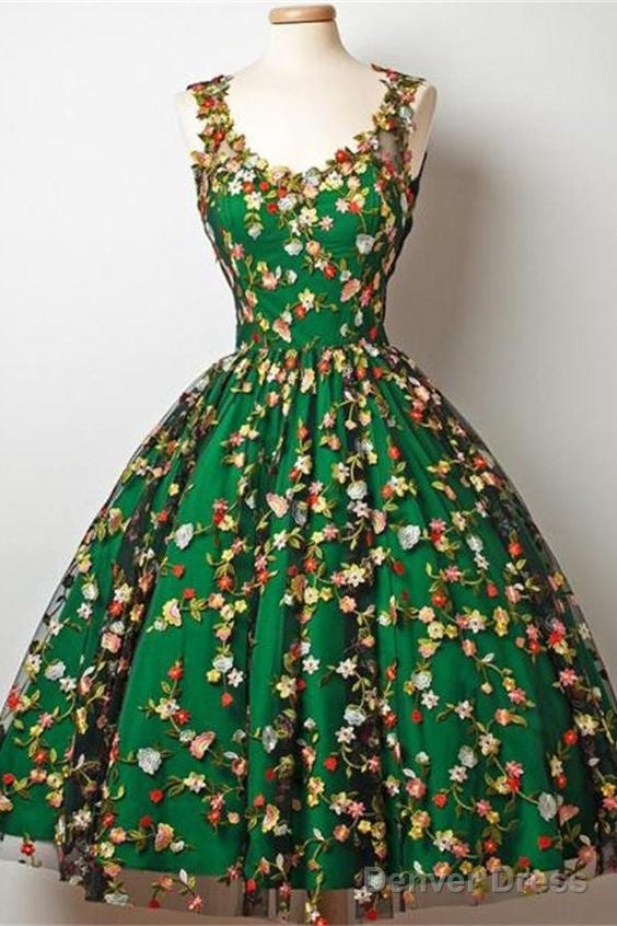 Vintage Green And Black Embroidery Lace Homecoming Dresses Sweet 16 Dresses Main image