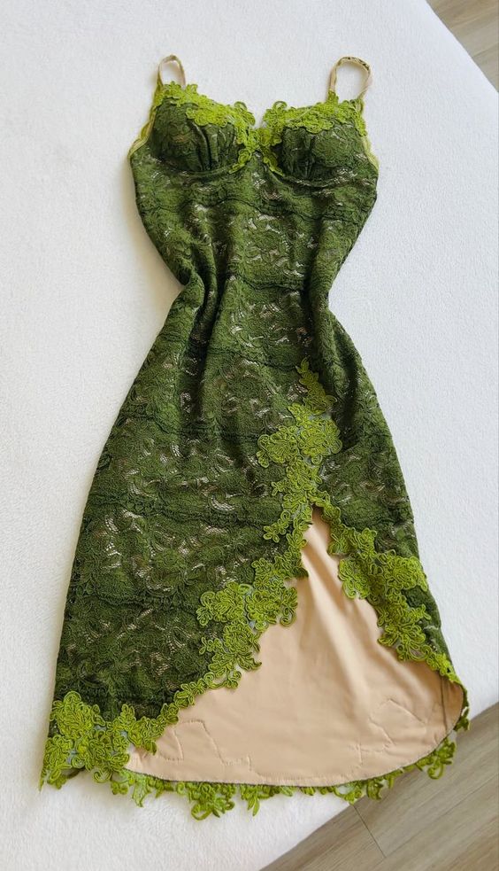 Vintage Green Dress Lace Prom Dresses Main image
