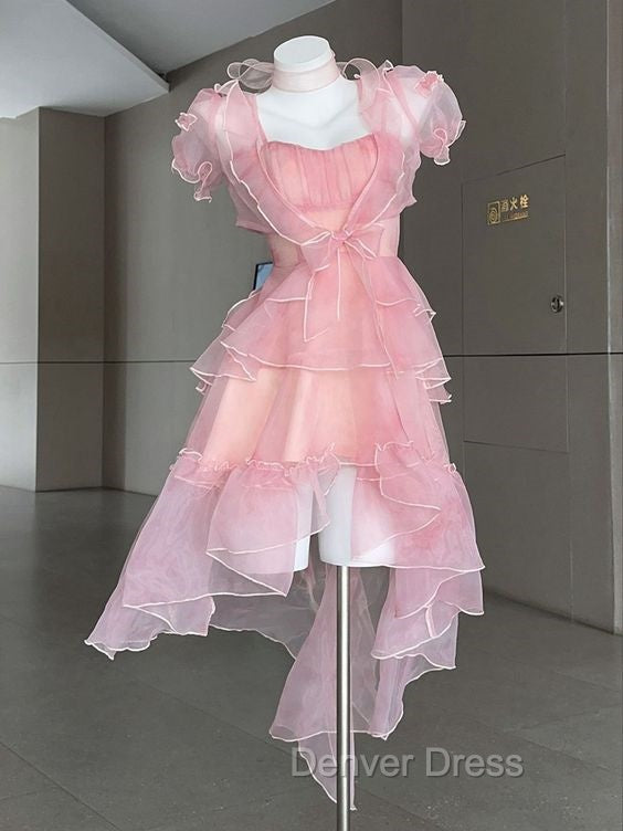 Vintage High Low Pink Homecoming Dresses 18Th Birthday Outfits