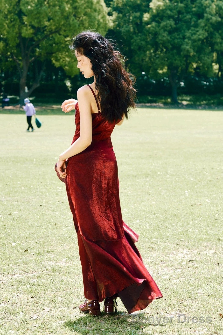 Vintage High Low Spaghetti Straps Ruffles Burgundy Prom Dresses Birthday Outfits Main image