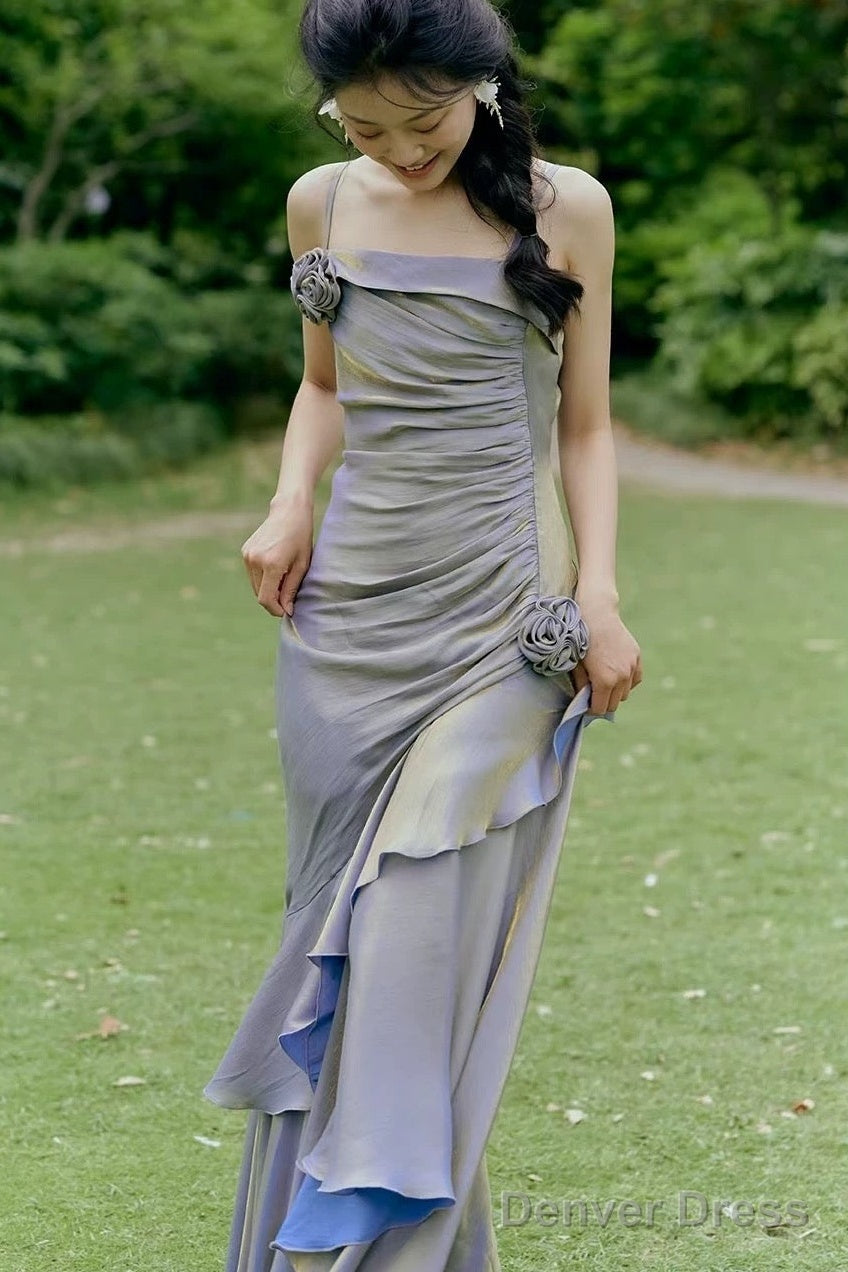 Vintage High Low Spaghetti Straps Ruffles Light Purple Prom Dresses Birthday Outfits Secondary image