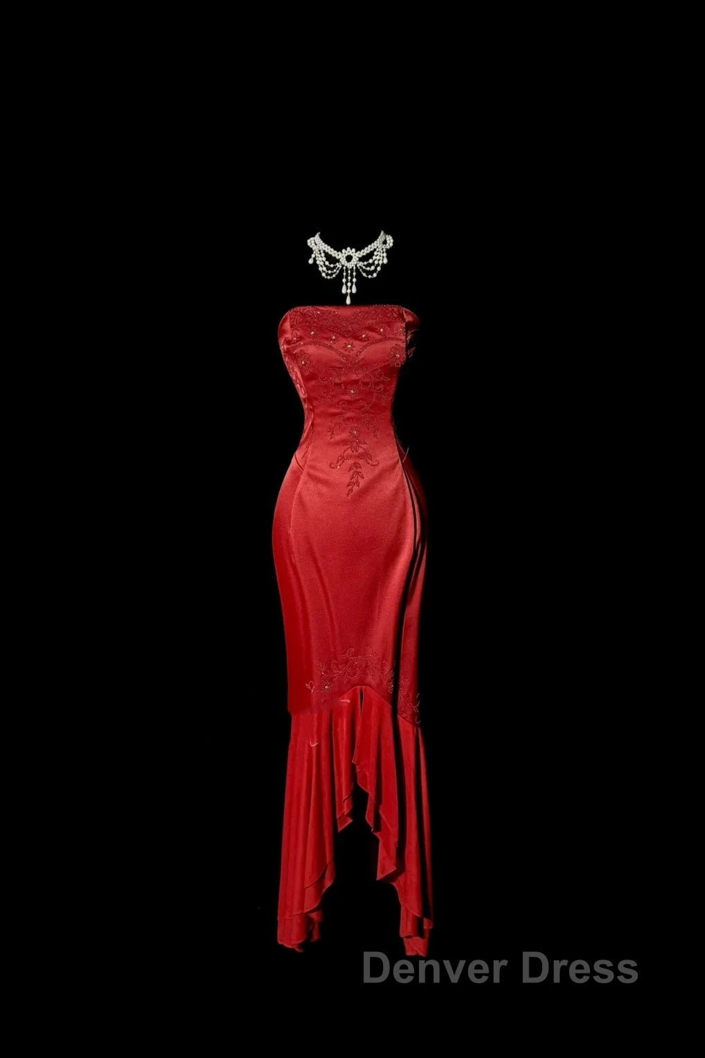 Vintage High Low Strapless Red Long Prom Gowns Fairy Prom Dresses