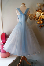 Blue Vintage Fashion Long Tulle Elegant Homecoming Dress Prom Dress Prom Dress Prom Dress Bridesmaid Dresses