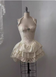 Vintage Jacquard Halter Neck Lace Trim Mini Birthday Skirt Homecoming Dresses