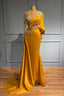 Vintage Jewel Asymmetric Beading Long Sleeves Prom Dresses with Appliques