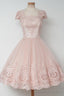 Vintage Knee Length A Line Pearl Pink Homecoming Dresses With Lace