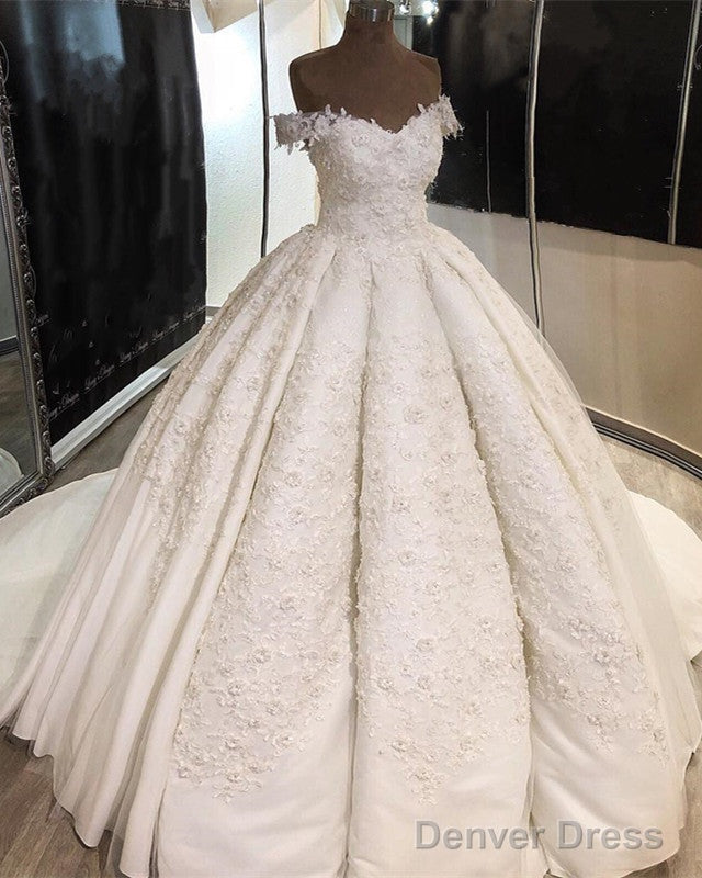 Vintage Lace Embroidery Ball Gown Wedding Dresses Satin Main image