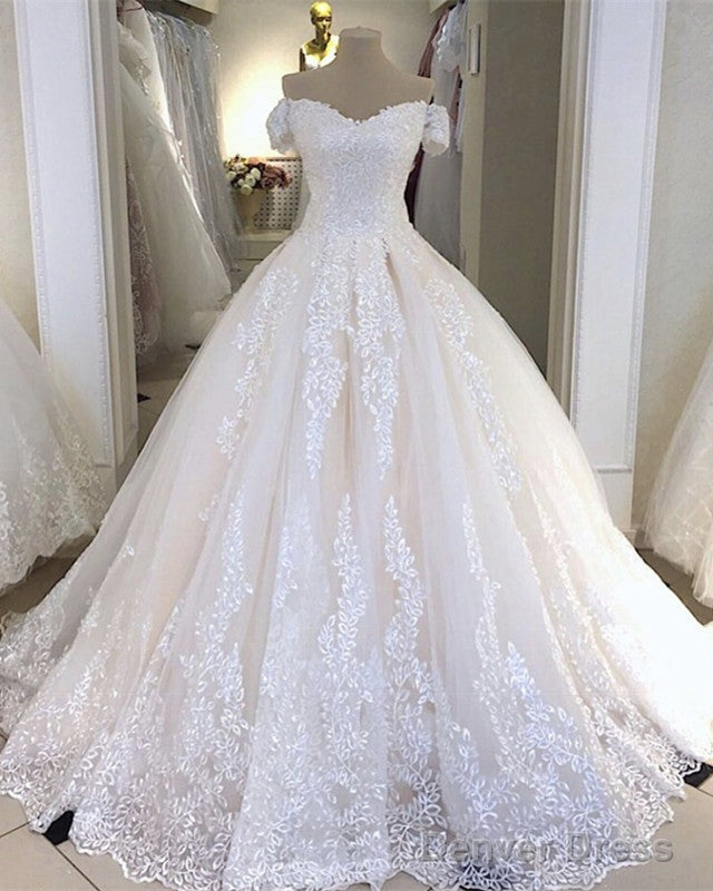 Vintage Lace Wedding Dress Ball Gown Off The Shoulder Main image