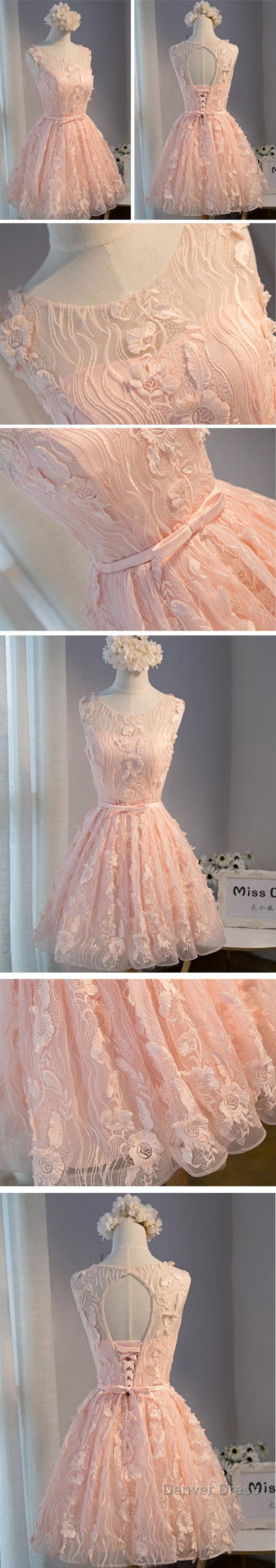 Vintage Light Grey Clairvoyant Outfit Sleeveless Appliques Keyhole Lace Up Back Bow Sash Homecoming Dresses