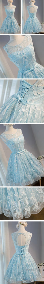 Vintage Light Grey Clairvoyant Outfit Sleeveless Appliques Keyhole Lace Up Back Bow Sash Homecoming Dresses