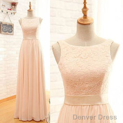 Vintage Long Column  Lace Top Bateau Neck Sleeveless Blush Pink Zipper Back Maxi Bridesmaid Dresses,