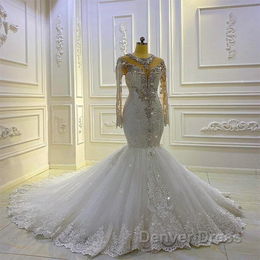 Vintage Long Sleeve Appliques Lace Beading Sequins Mermaid Wedding Dresses Secondary image