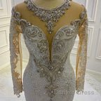 Vintage Long Sleeve Appliques Lace Beading Sequins Mermaid Wedding Dresses