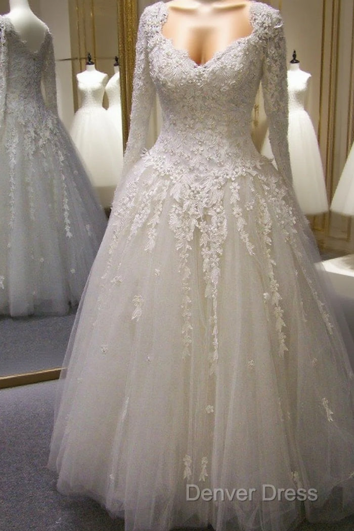 Vintage Long Sleeves Wedding Dresses Princess