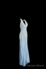 Vintage Mermaid Halter Neck Blue Sequin Prom Gown Fairy Prom Dresses