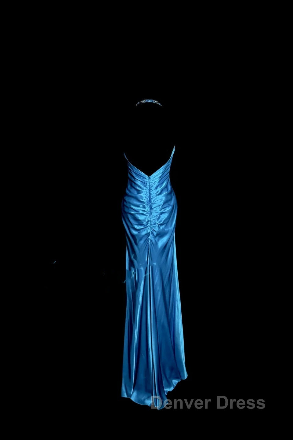 Vintage Mermaid Halter Neck Royal Blue Satin Backless Prom Gowns Fairy Prom Dresses Secondary image