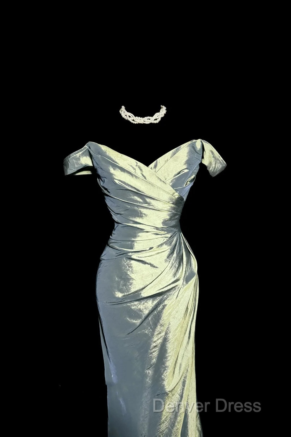 Vintage Mermaid Off The Shoulder Green Long Prom Gown Fairy Prom Dresses