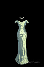 Vintage Mermaid Off The Shoulder Green Long Prom Gown Fairy Prom Dresses